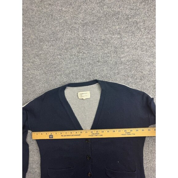 Current/Elliott Cardigan Women's 1 Navy Blue Gray Button Up V Neck Preppy - Picture 3 of 7